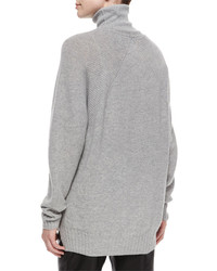 Belstaff Turtleneck Oversized Tunic Sweater Gray Melange