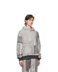 Amiri Grey Oversized Bandana Reconstructed Hoodie