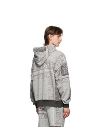 Amiri Grey Oversized Bandana Reconstructed Hoodie