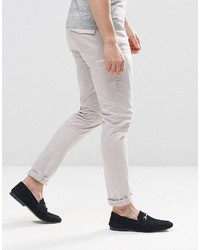 Asos Brand Super Skinny Pants In Cotton Sateen In Light Gray