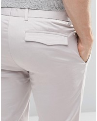 Asos Brand Super Skinny Pants In Cotton Sateen In Light Gray