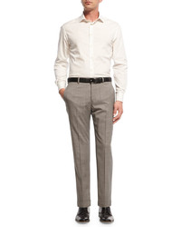 Armani Collezioni Micro Textured Trousers Gray