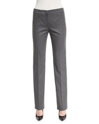 Armani Collezioni Mid Rise Straight Leg Flannel Pants Medium Gray