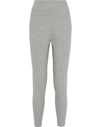 DKNY Ribbed Cotton Blend Track Pants Gray