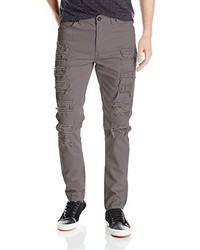 Southpole Long Twill Pant With Multiple Horizontal Rips In Carrot Fit