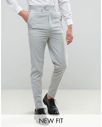 Asos Super High Waisted Smart Pants In Pale Gray