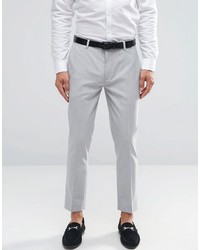 Asos Super Skinny Crop Smart Pants In Pale Gray