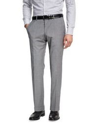 BOSS Wool Cashmere Flat Front Pants Light Gray