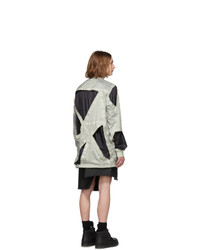 Rick Owens Off White And Black Cut Out Bomber Jacket