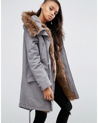 Asos Parka With Colored Faux Fur Liner