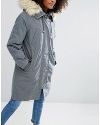 Asos Parka With Ma1 Styling And Removable Fur Liner
