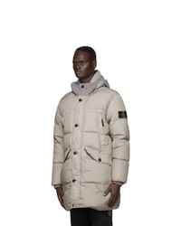 Stone Island Taupe Down Crinkle Reps Ny Long Parka