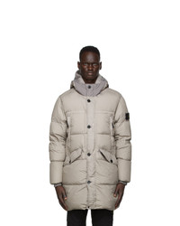 Stone Island Taupe Down Crinkle Reps Ny Long Parka