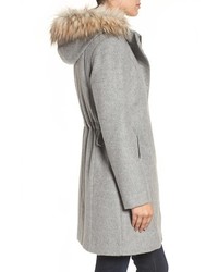 Cole Haan Wool Parka With Faux Fur Trim