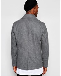 Asos Brand Wool Peacoat In Gray