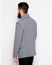 Asos Brand Wool Peacoat In Light Gray