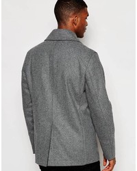 Asos Brand Wool Peacoat In Light Gray