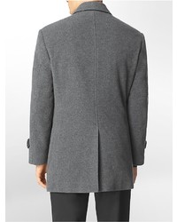 Calvin Klein Leather Piped Wool Peacoat