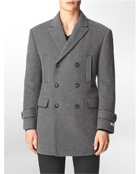 Calvin Klein Leather Piped Wool Peacoat