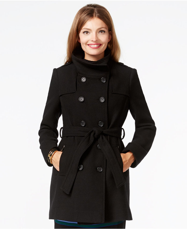 Dkny Double Breasted Belted Peacoat 325 Macys Lookastic 