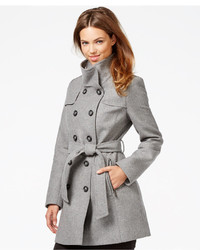 Women's Grey Pea Coat, Charcoal Crew-neck Sweater, Grey Skinny ...