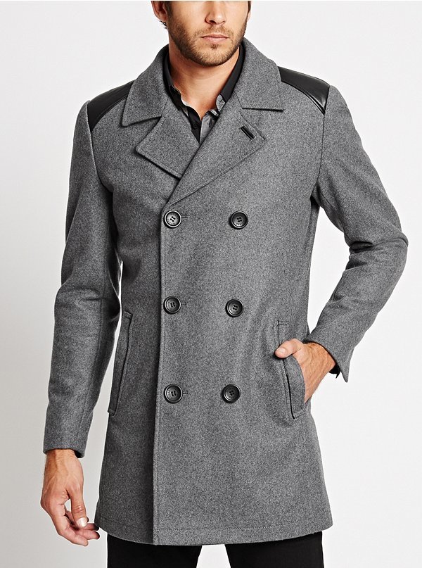GUESS Double Breasted Wool Blend Peacoat | Where to buy & how to wear