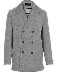 River Island Grey Smart Double Breasted Pea Coat