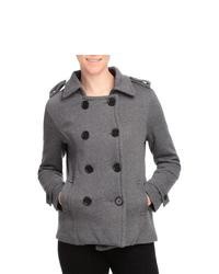 Pulp Double Breasted Pea Coat Charcoal