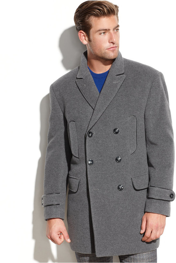 Calvin Klein Solid Double Breasted Peacoat, $495 | Macy's | Lookastic