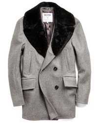 Todd Snyder Private White Vc Wool Peacoat In Grey Heather