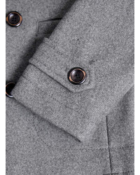 Topman Grey Wool Blend Skinny Pea Coat
