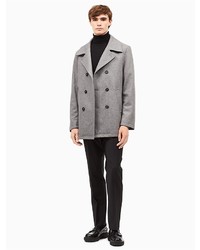 Calvin Klein Wool Blend Light Grey Peacoat, $249 | Calvin Klein | Lookastic