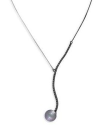 Majorica 12mm Grey Organic Pearl Crystal Pendant Necklace