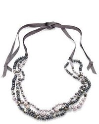 Chan Luu 6mm Grey Potato Pearl 9 10mm Cultured Freshwater Pearl Pyrite Mystic Lab Tie Necklace