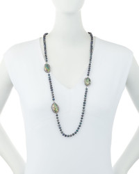 Panacea Long Luxe Pearl Abalone Hue Station Necklace Gray