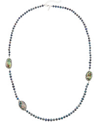 Panacea Long Luxe Pearl Abalone Hue Station Necklace Gray