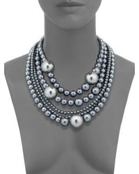 Kenneth Jay Lane Multi Strand Faux Pearl Necklace