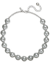 Kate Spade New York Silver Tone Large Imitation Pearl And Pav Collar Necklace
