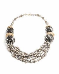 Alexis Bittar Sculptural Pearly Crystal Collar Necklace