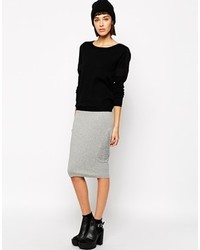 Eleven Paris Filo Pencil Skirt In Jersey With Ribbing Detail