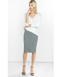 Gray High Waisted Plush Jersey Pencil Skirt