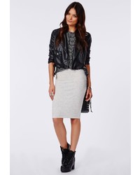 Missguided Dekota Speckled Jersey Midi Skirt Grey