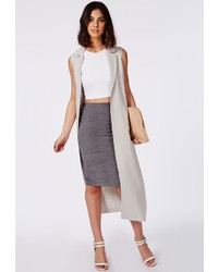 Missguided Teresssa Textured Jersey Midi Skirt Grey