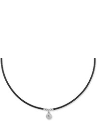 Alor Noir Cable Necklace W Round Pave Diamond Pendant Black