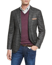 Isaia Plaid Windowpane Two Button Jacket Grayaqua | Where to buy