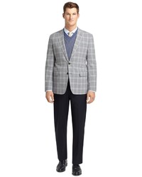 Brooks Brothers Fitzgerald Fit Grey Plaid With Blue Deco Sport Coat