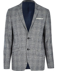 River Island Grey Check Slim Suit Jacket