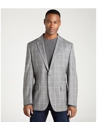 Joseph Abboud Grey Windowpane Plaid Wool Two Button Sportcoat