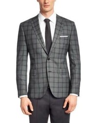 Hugo Boss Jayden Regular Fit Wool Plaid Sport Coat 40r Grey