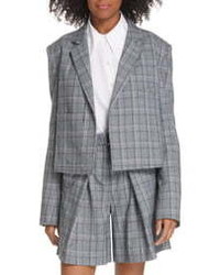 Tibi James Wear Check Crop Suit Jacket